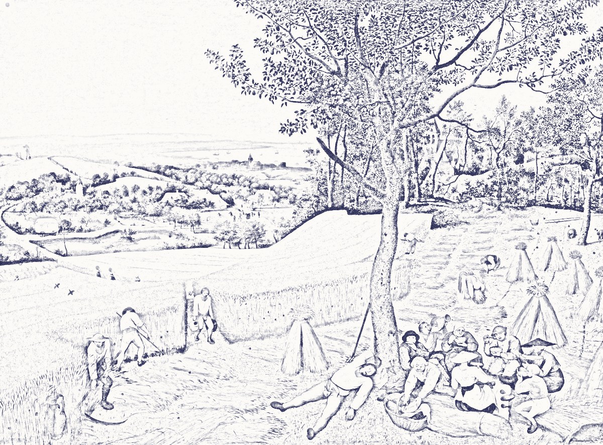 The Harvesters as a pencil sketch